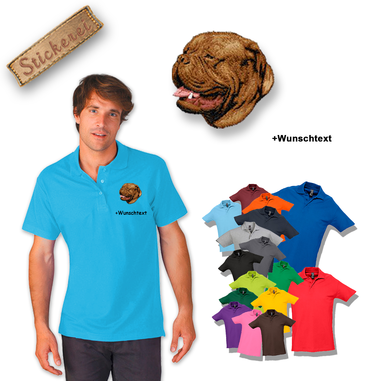 Poloshirt Bordeauxdogge