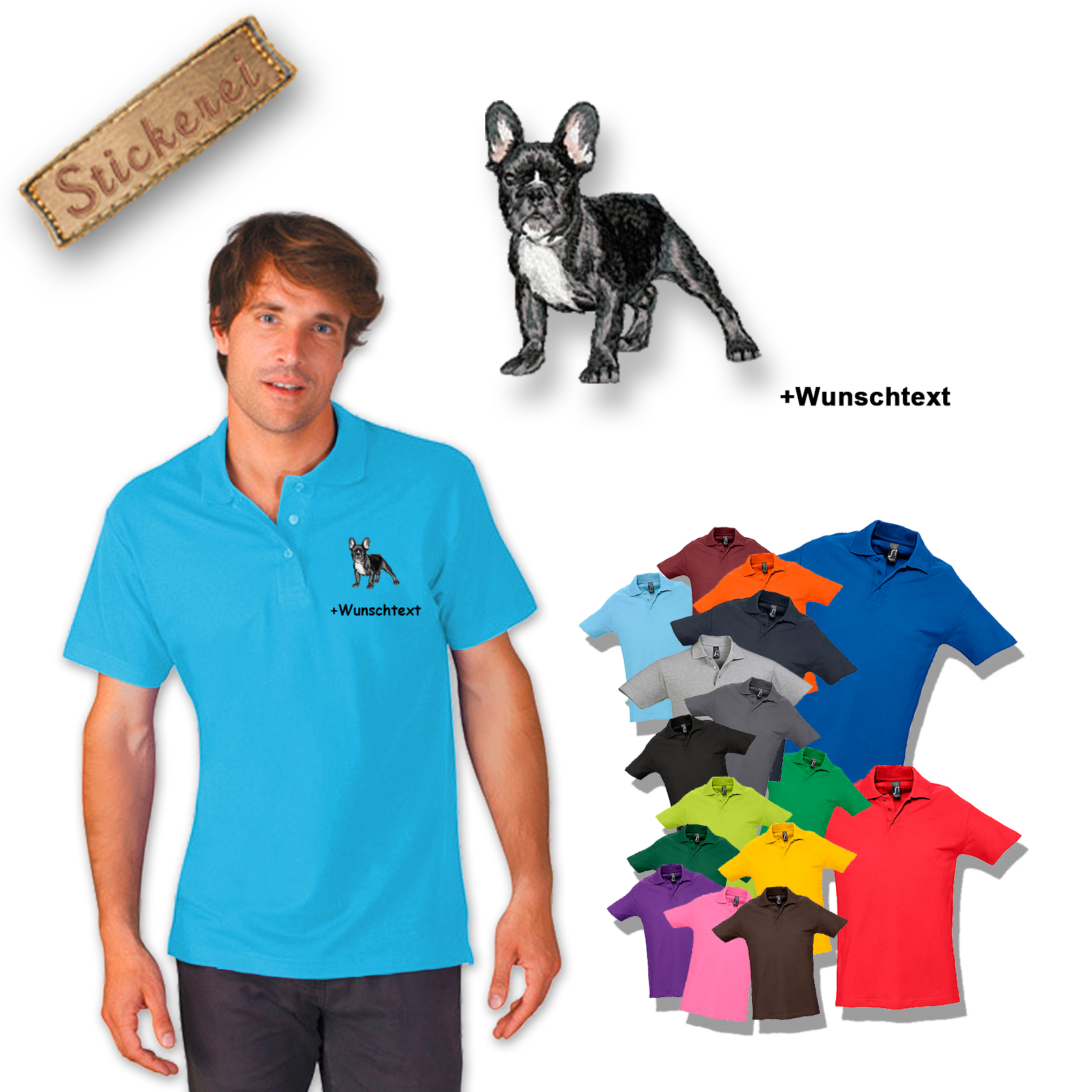 Poloshirt Französische Bulldogge