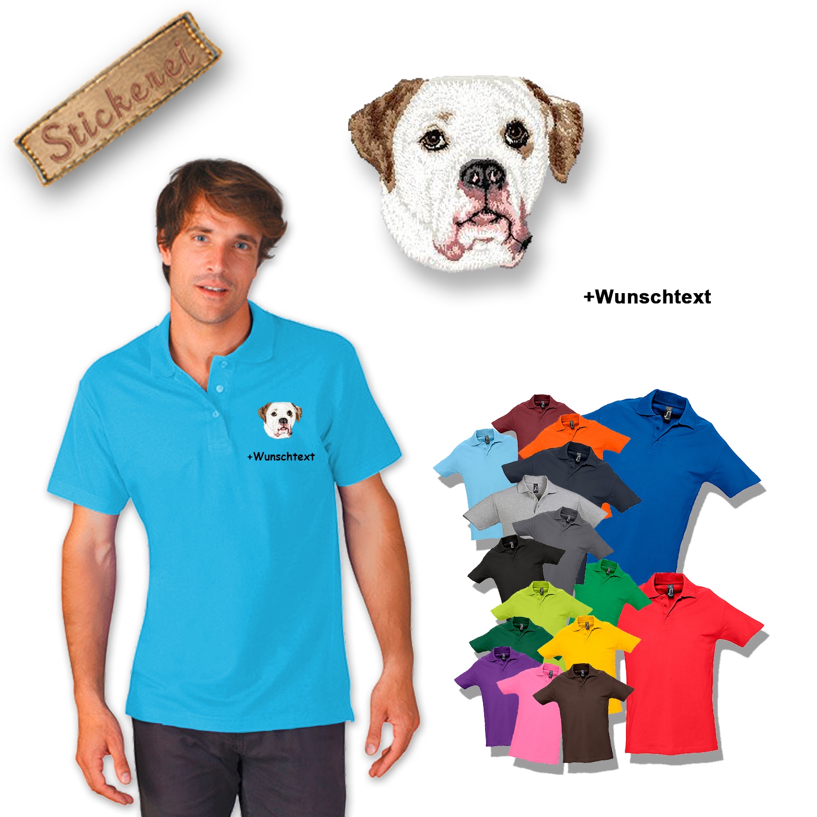 Poloshirt Amerikanische Bulldogge