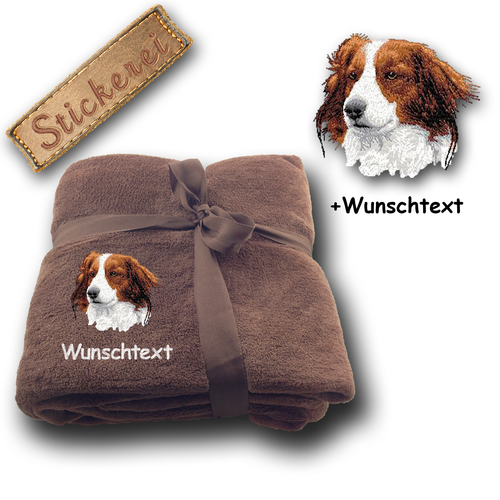 Wunschtext Flauschige Kuscheldecke Decke Hund Basset Stickerei,180x130cm 