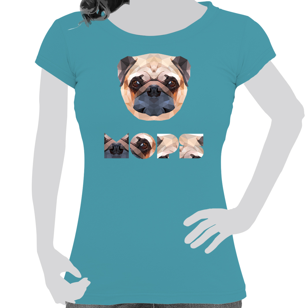 Damen T-Shirt Mops Polygon