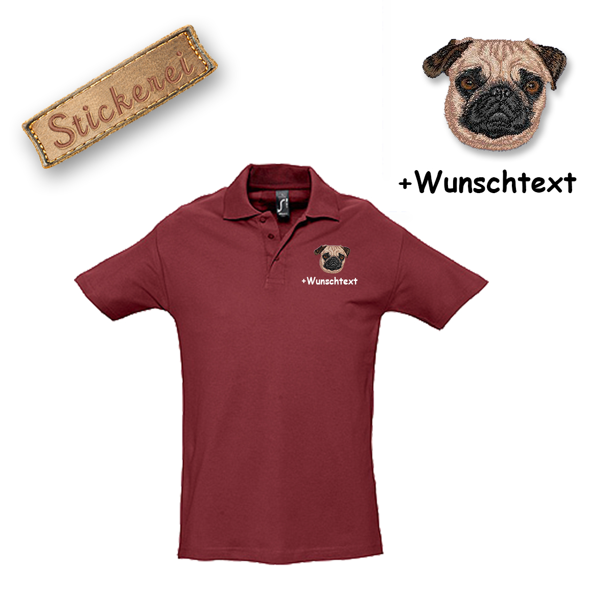 Poloshirt Mops – Bild 3