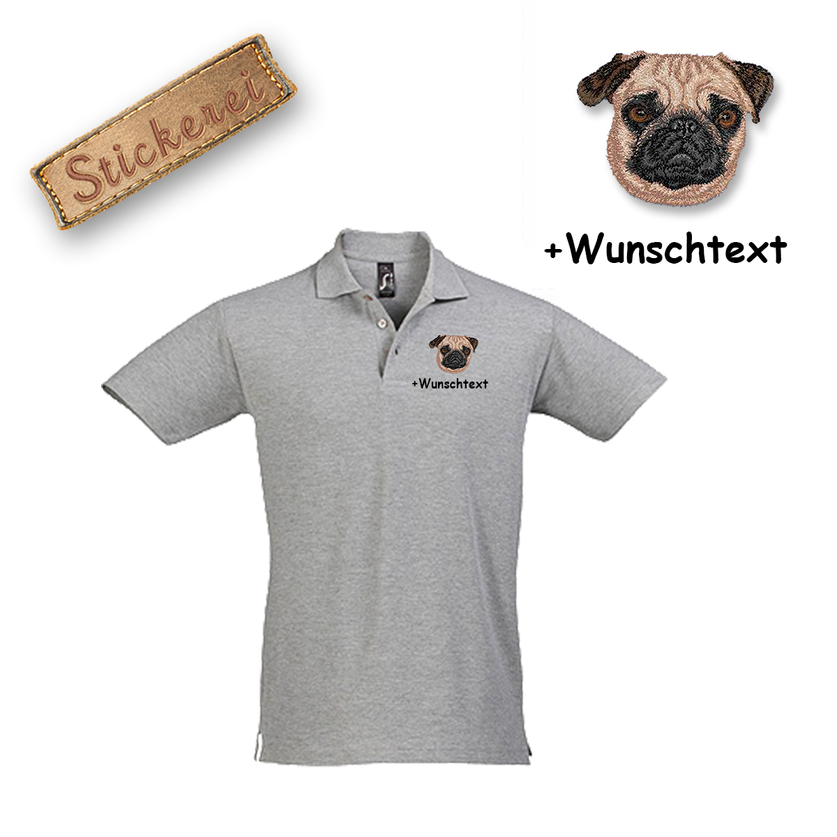 Poloshirt Mops – Bild 6