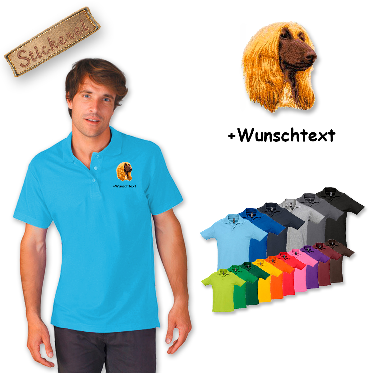 Poloshirt Afghanischer Windhund