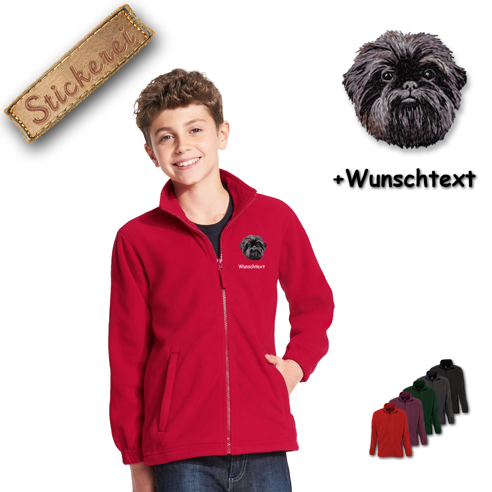 Kinder-Fleecejacke Affenpincher