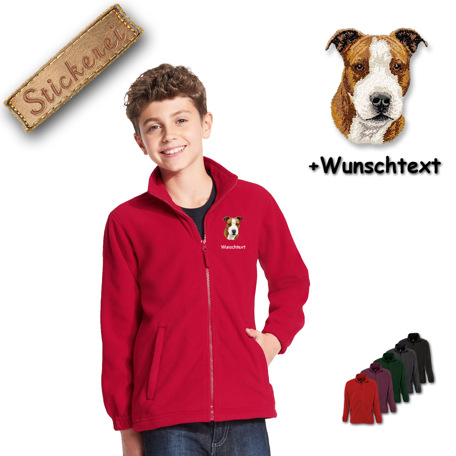 Kinder-Fleecejacke American Staffordshire Terrier