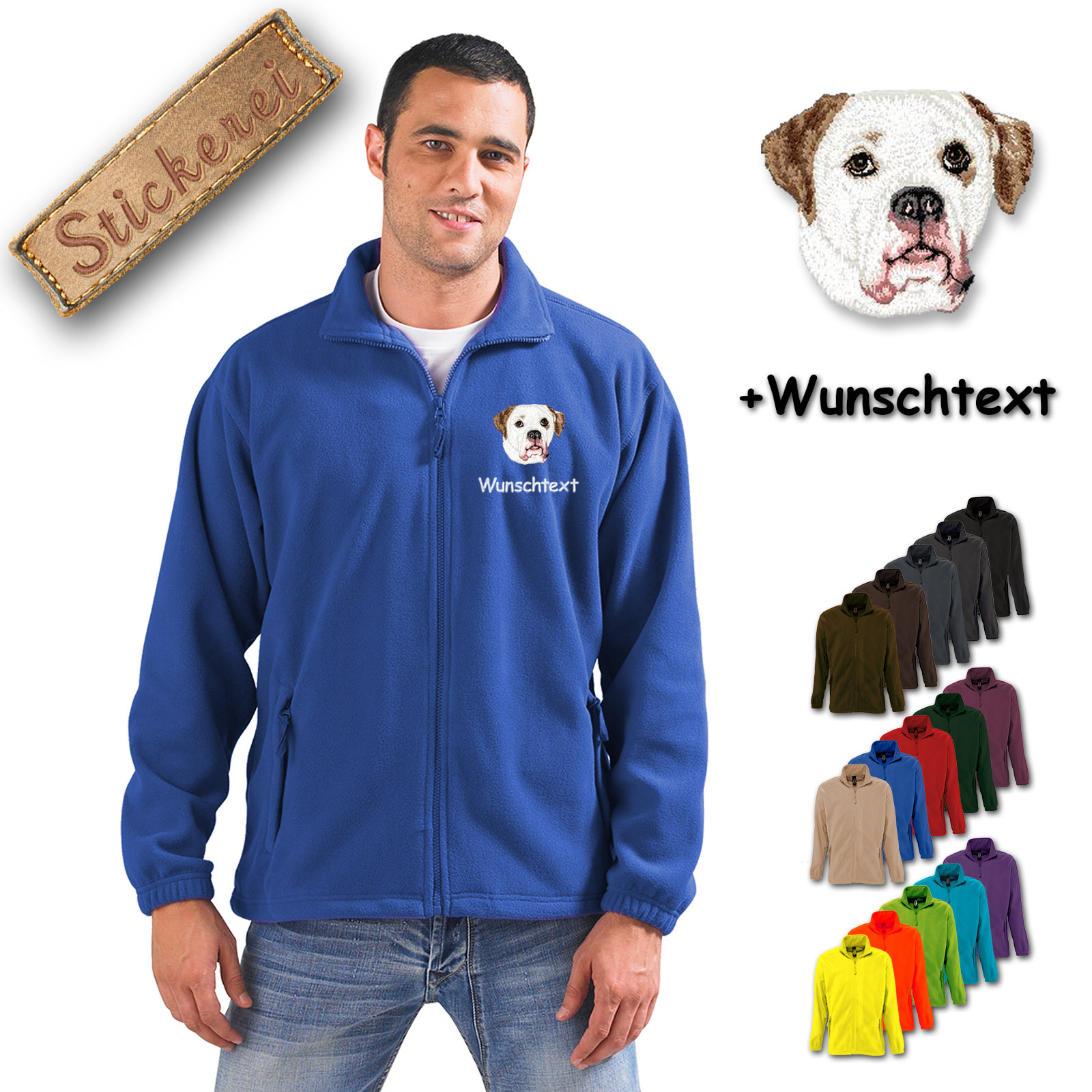 Fleecejacke Amerikanische Bulldogge