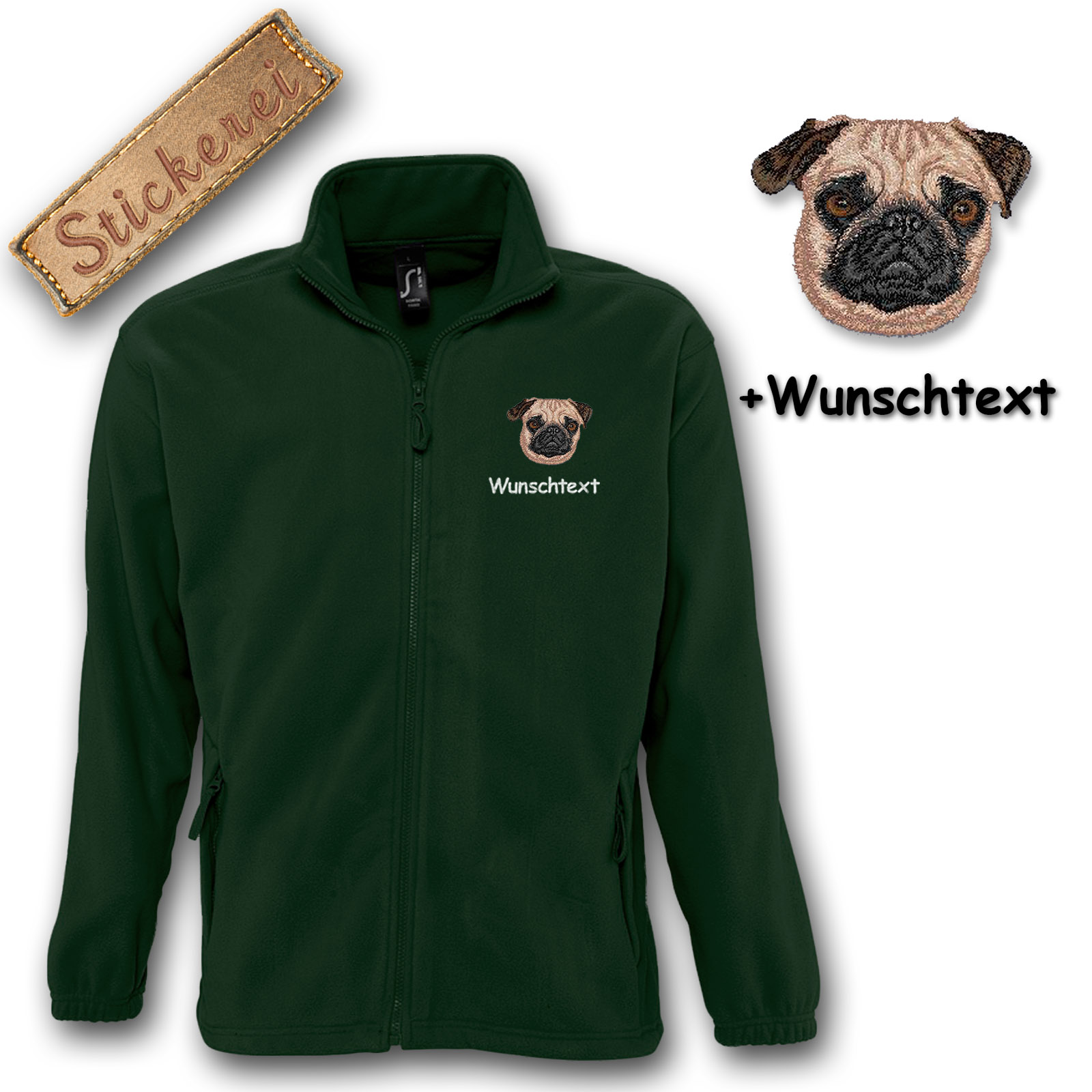 Kinder-Fleecejacke Mops – Bild 5