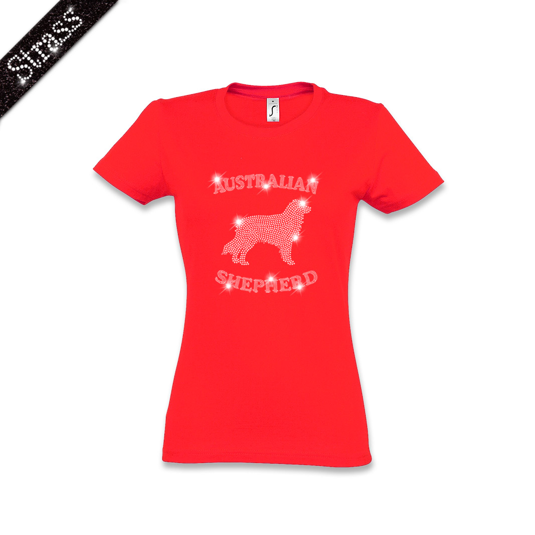 Damen Strass T-Shirt Australian Shepherd – Bild 12