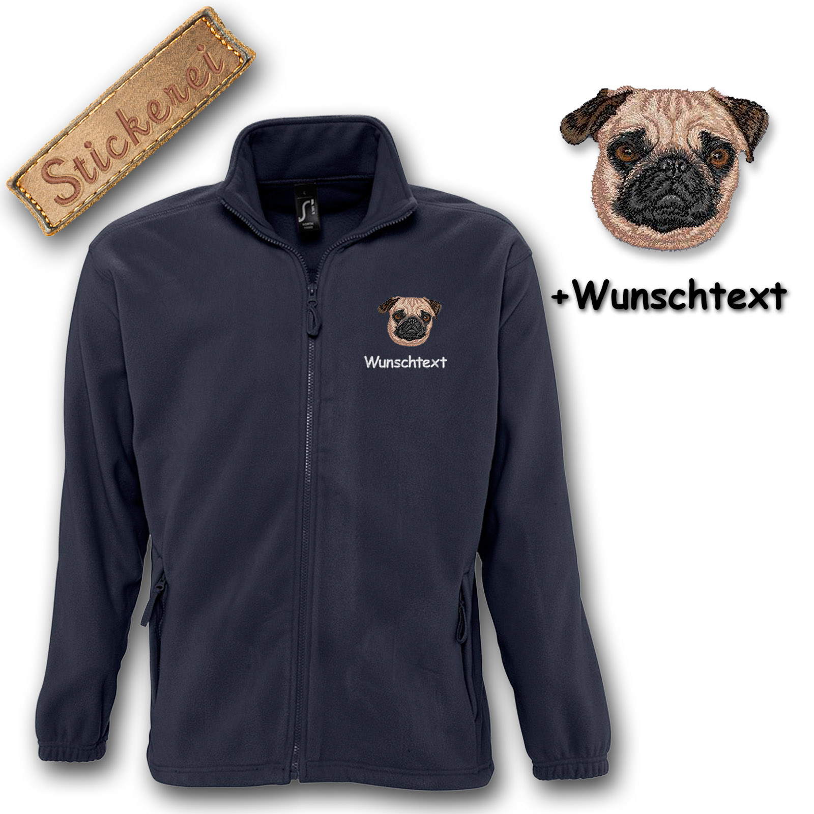Kinder-Fleecejacke Mops – Bild 3