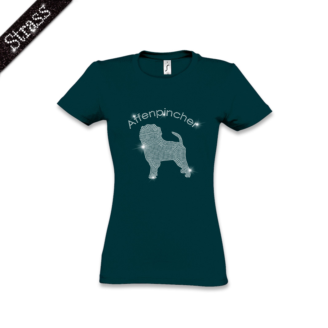 Damen Strass T-Shirt Affenpinscher – Bild 5