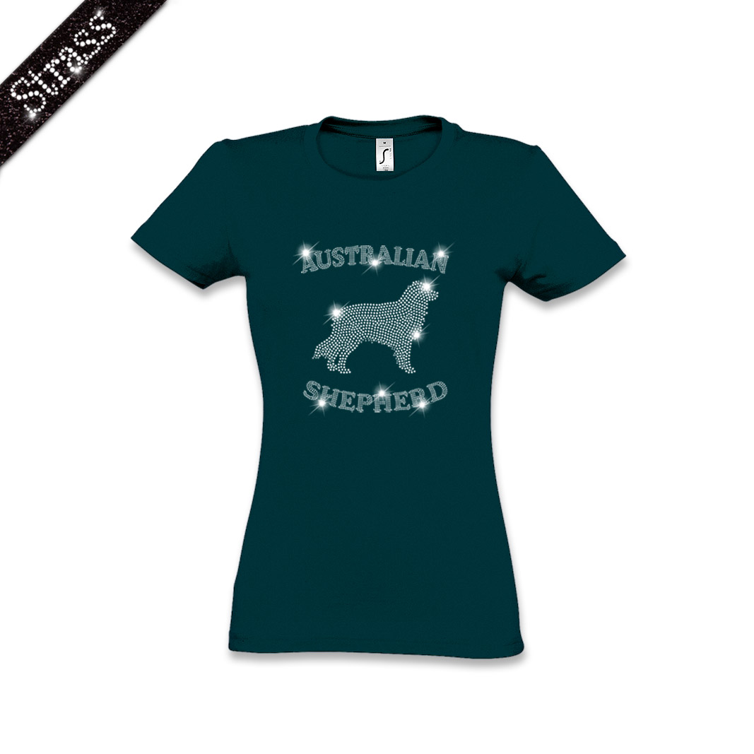 Damen Strass T-Shirt Australian Shepherd – Bild 5