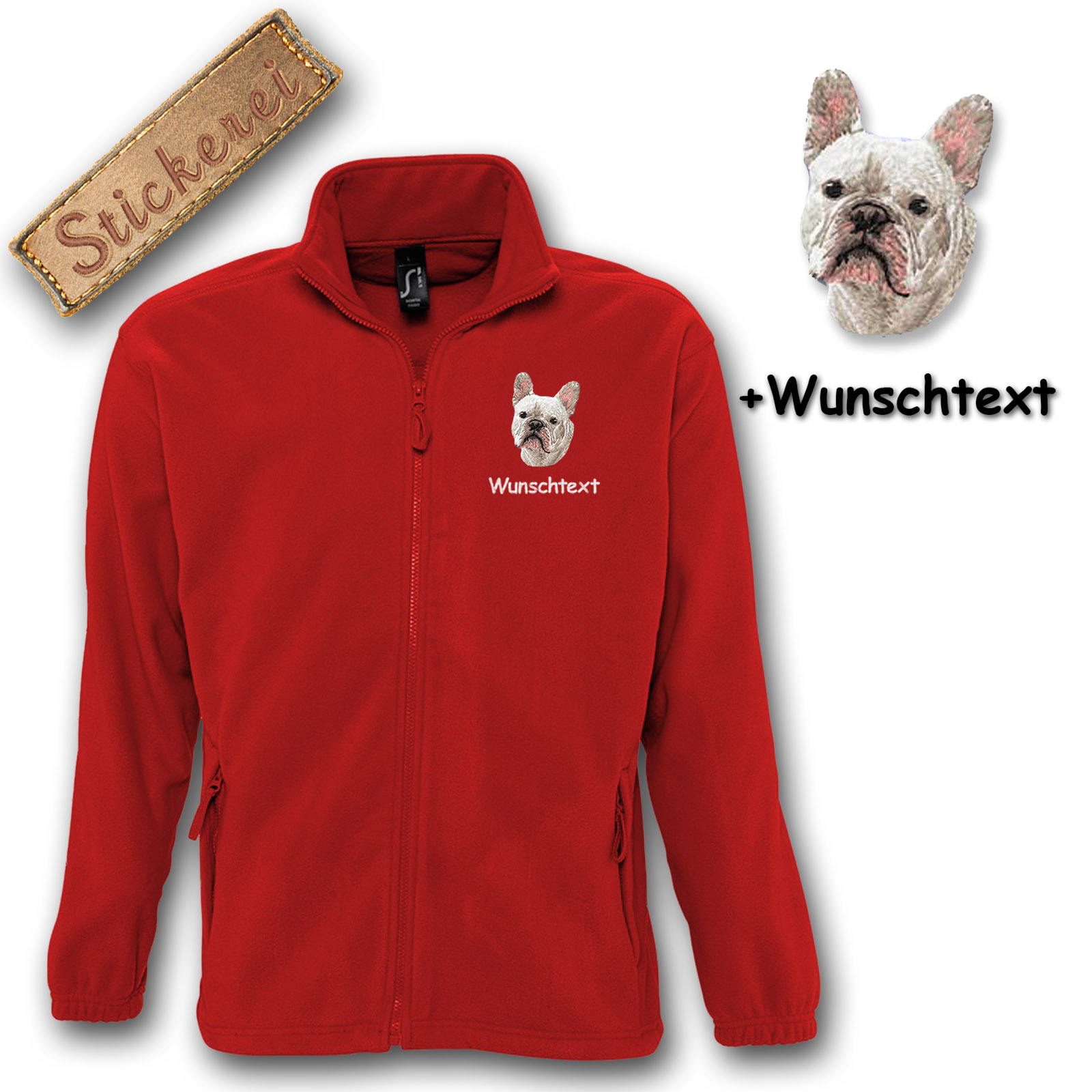 Kinder-Fleecejacke Französische Bulldogge – Bild 3