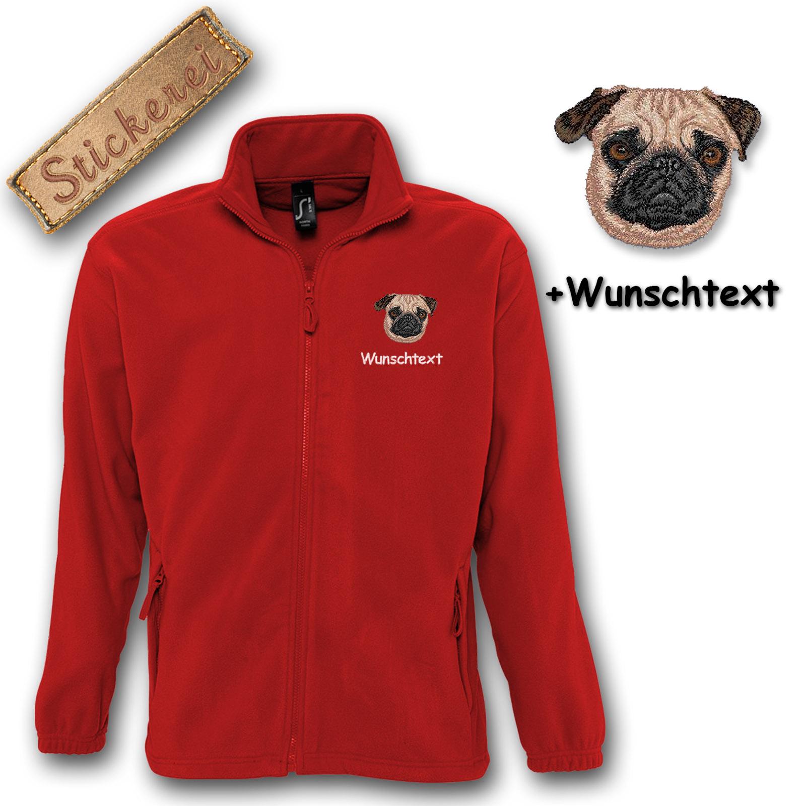 Kinder-Fleecejacke Mops – Bild 2