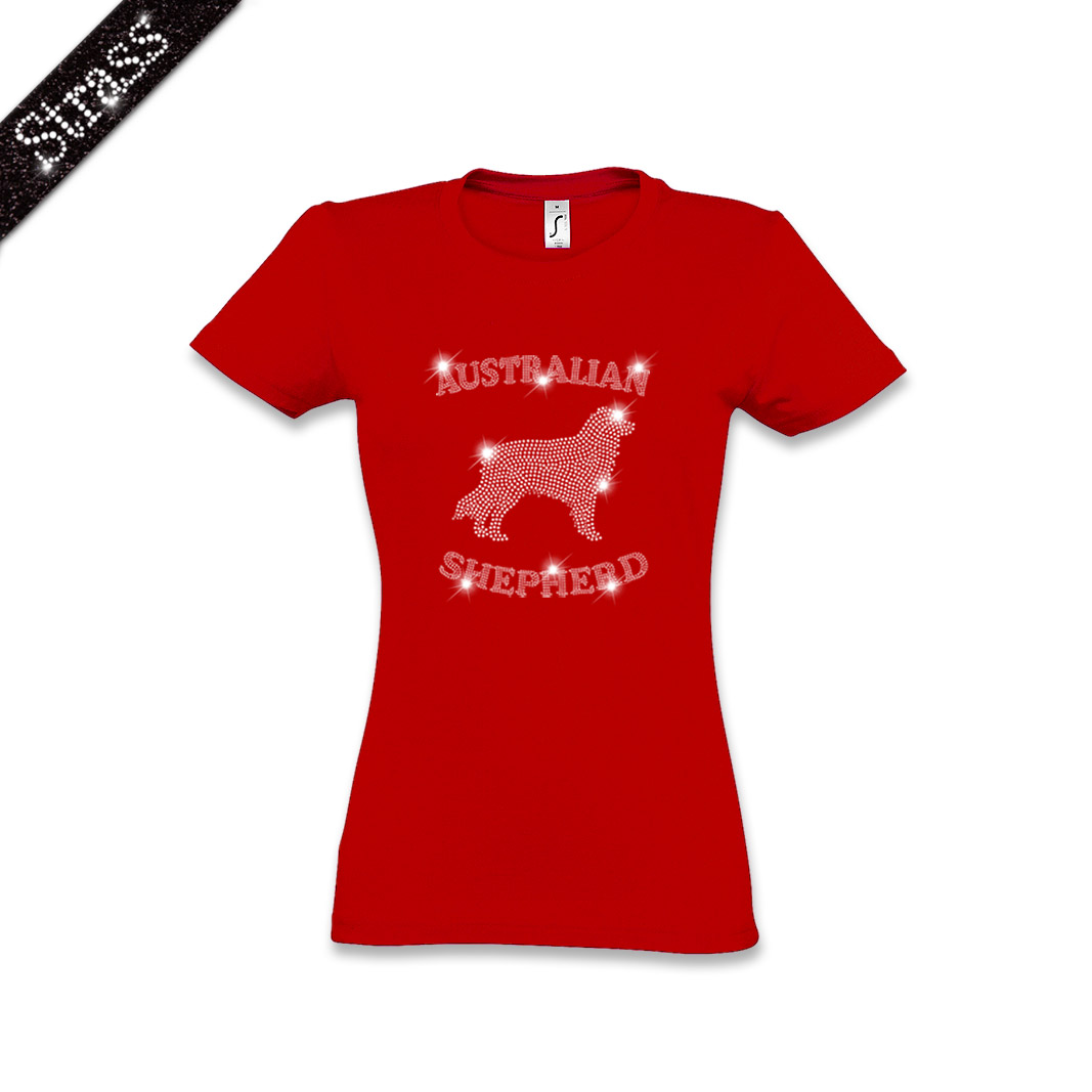Damen Strass T-Shirt Australian Shepherd – Bild 4