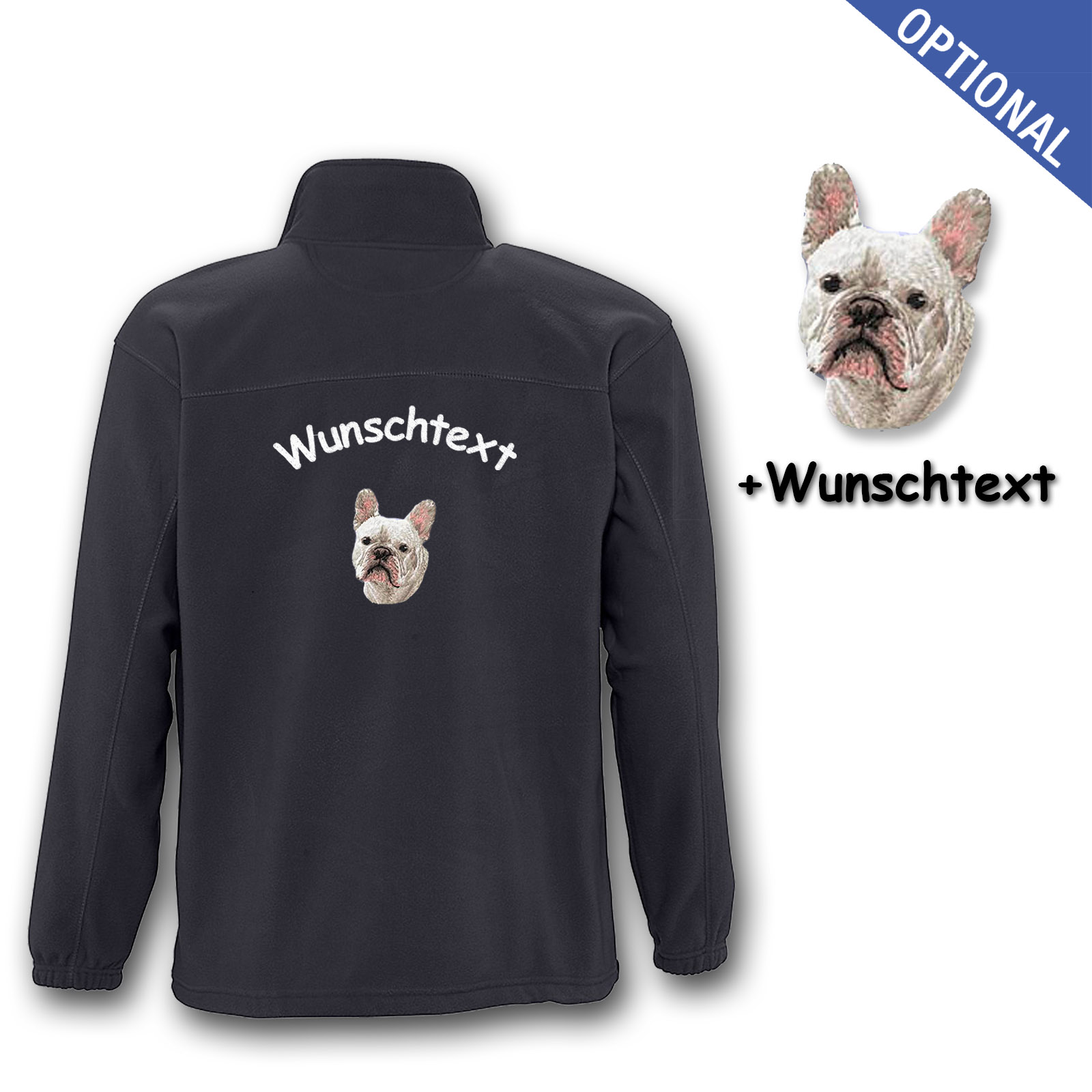 Kinder-Fleecejacke Französische Bulldogge – Bild 7