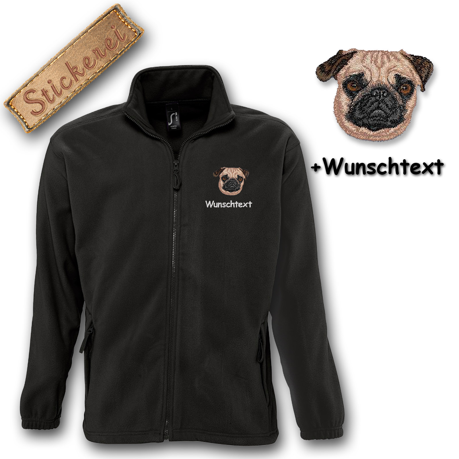 Kinder-Fleecejacke Mops – Bild 6