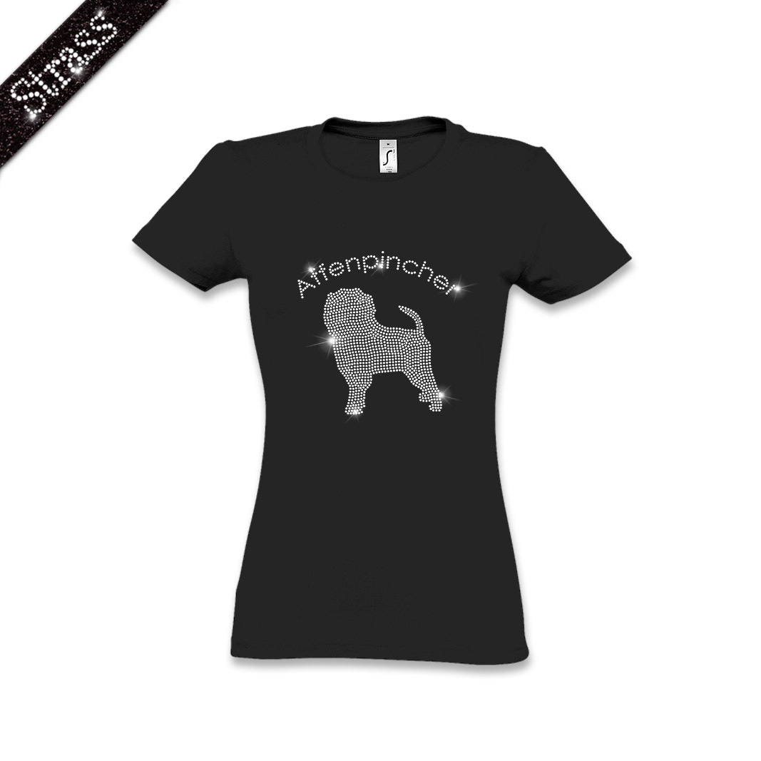 Damen Strass T-Shirt Affenpinscher – Bild 2