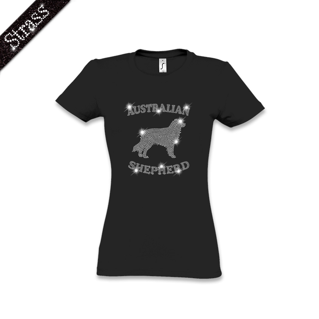 Damen Strass T-Shirt Australian Shepherd – Bild 2