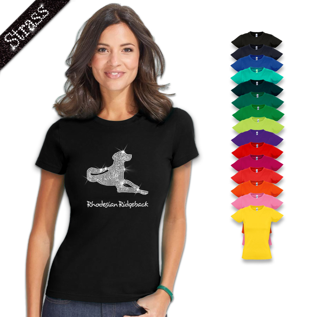 Damen Strass T-Shirt Rhodesian Ridgeback