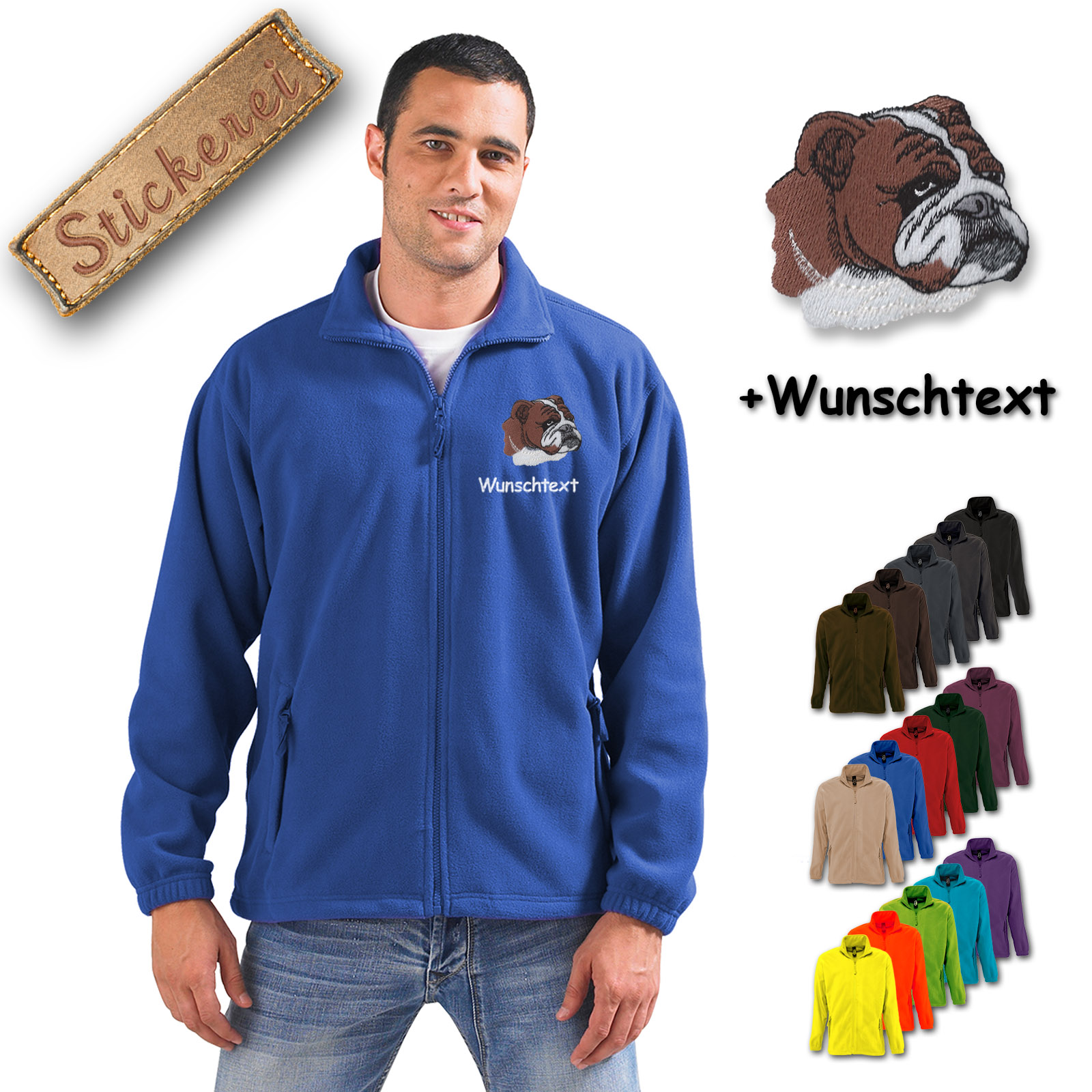 Fleecejacke Englische Bulldogge