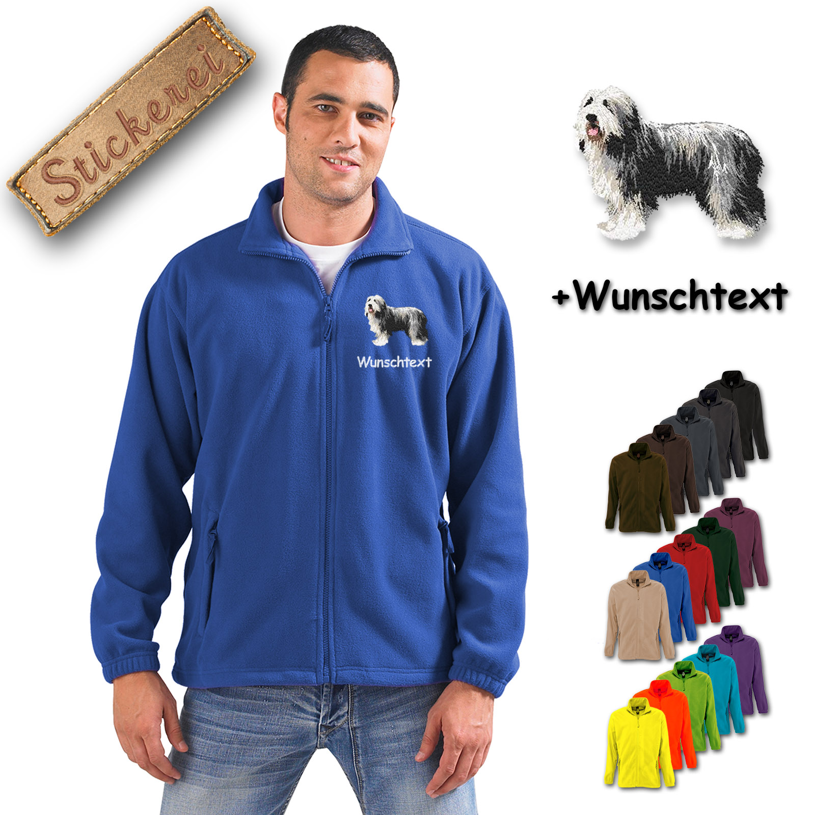 Fleecejacke Bearded Collie