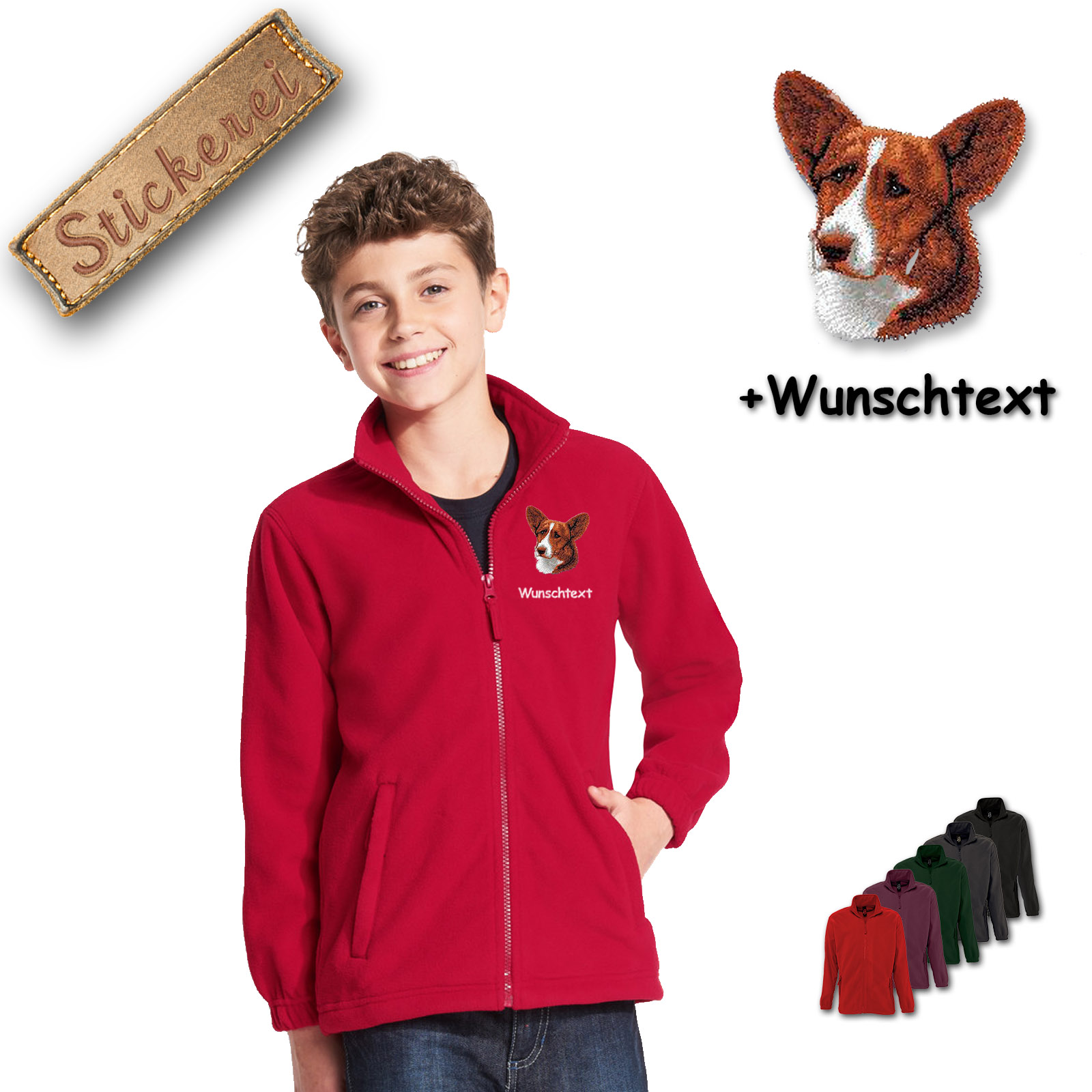 Kinder-Fleecejacke Welsh Corgi Cardigan