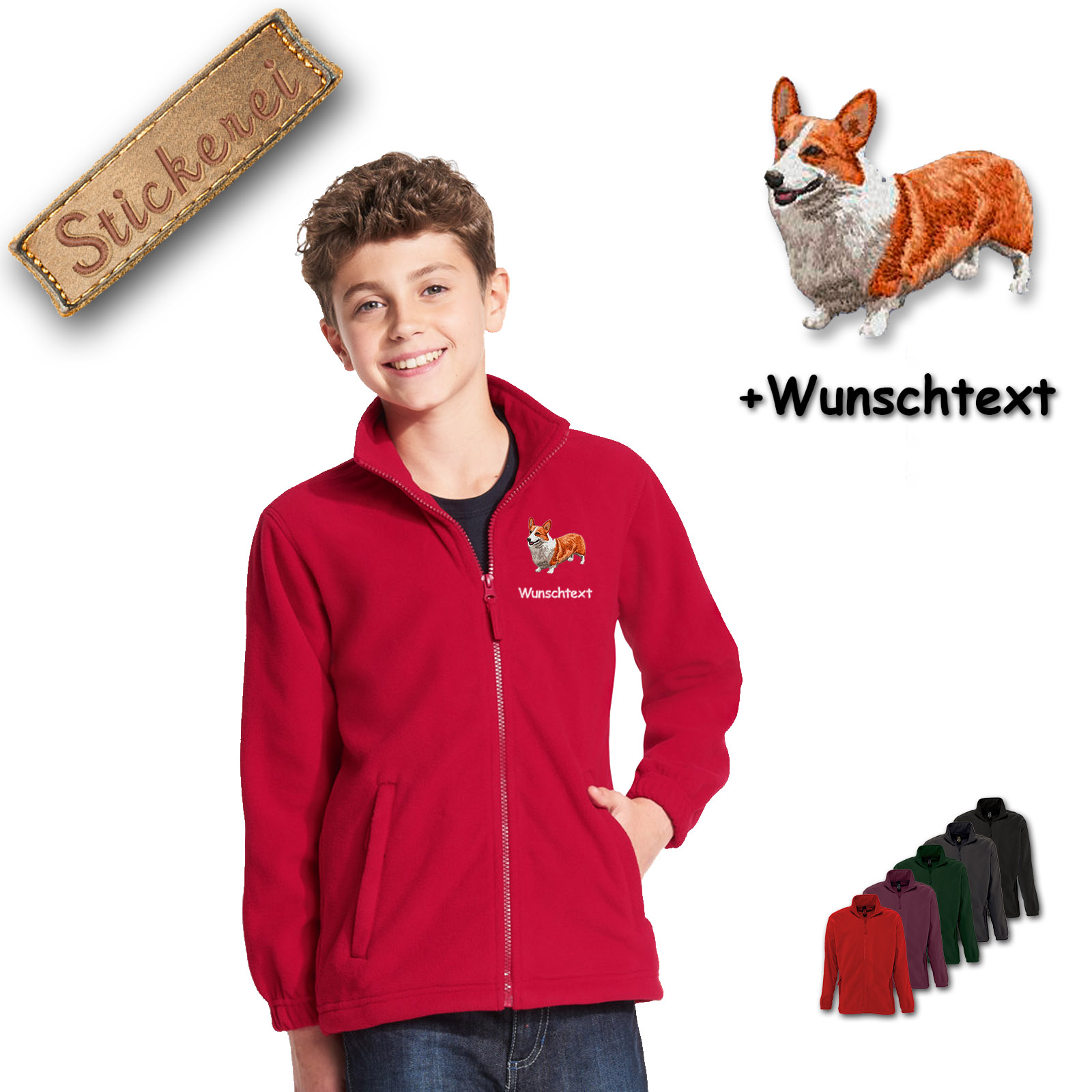 Kinder-Fleecejacke Welsh Corgi Pembroke