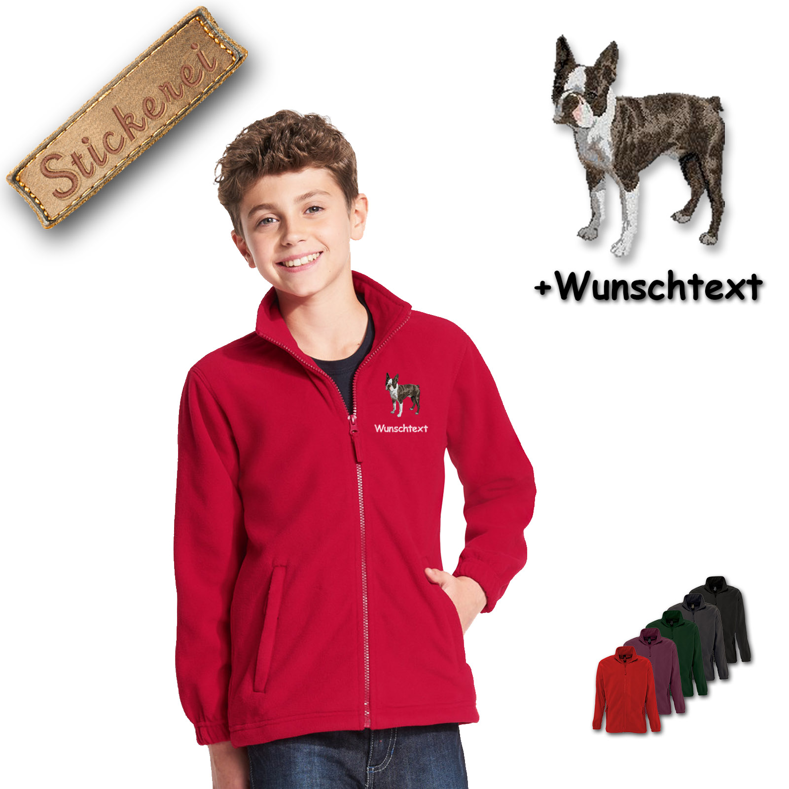 Kinder-Fleecejacke Boston Terrier