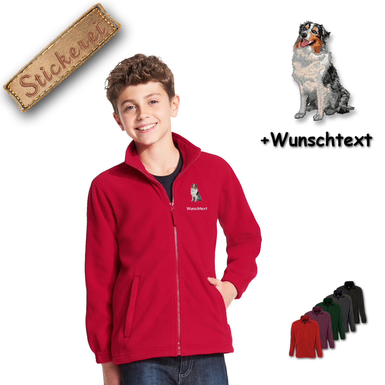 Kinder-Fleecejacke Australian Shepherd