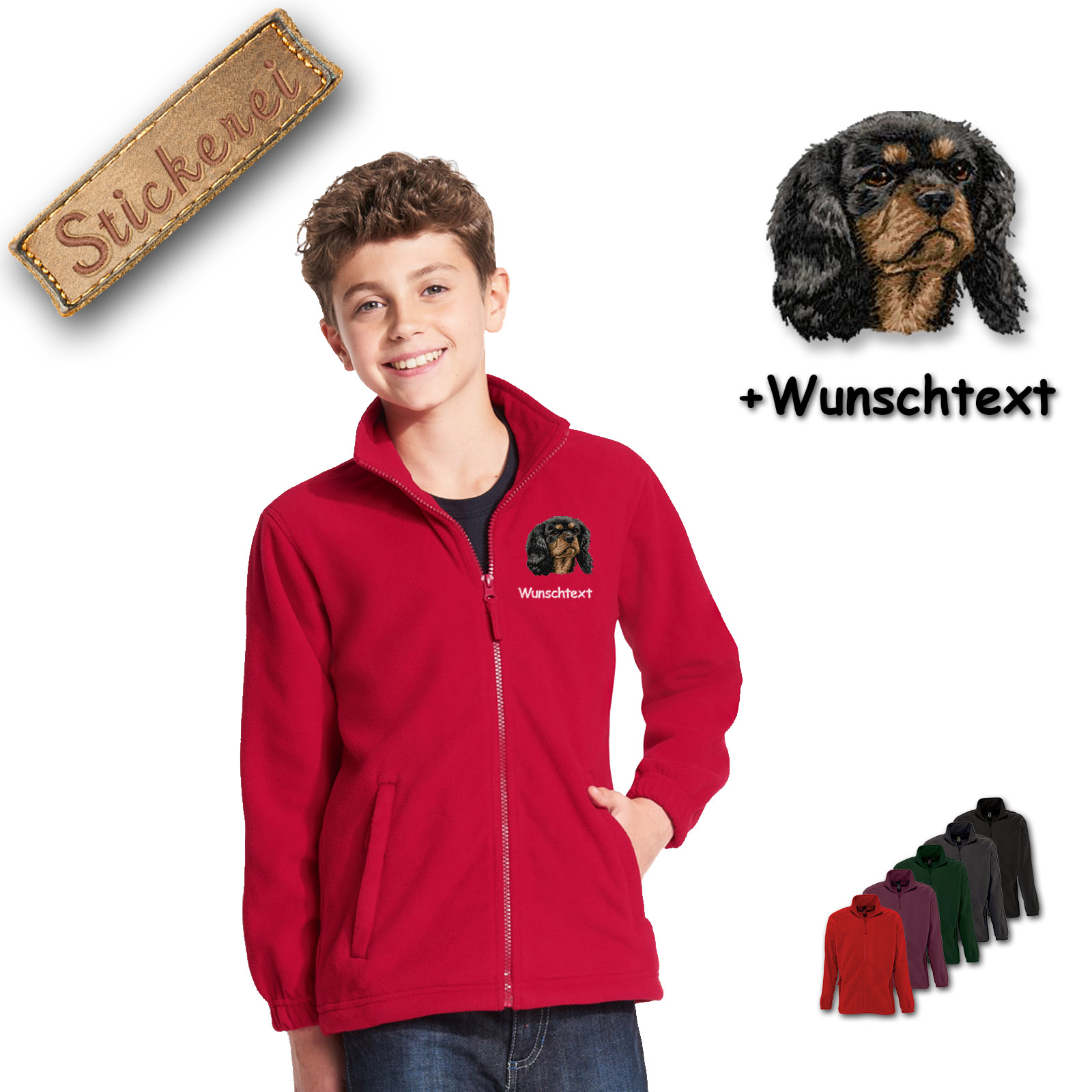 Kinder-Fleecejacke Cavalier King Charles Spaniel