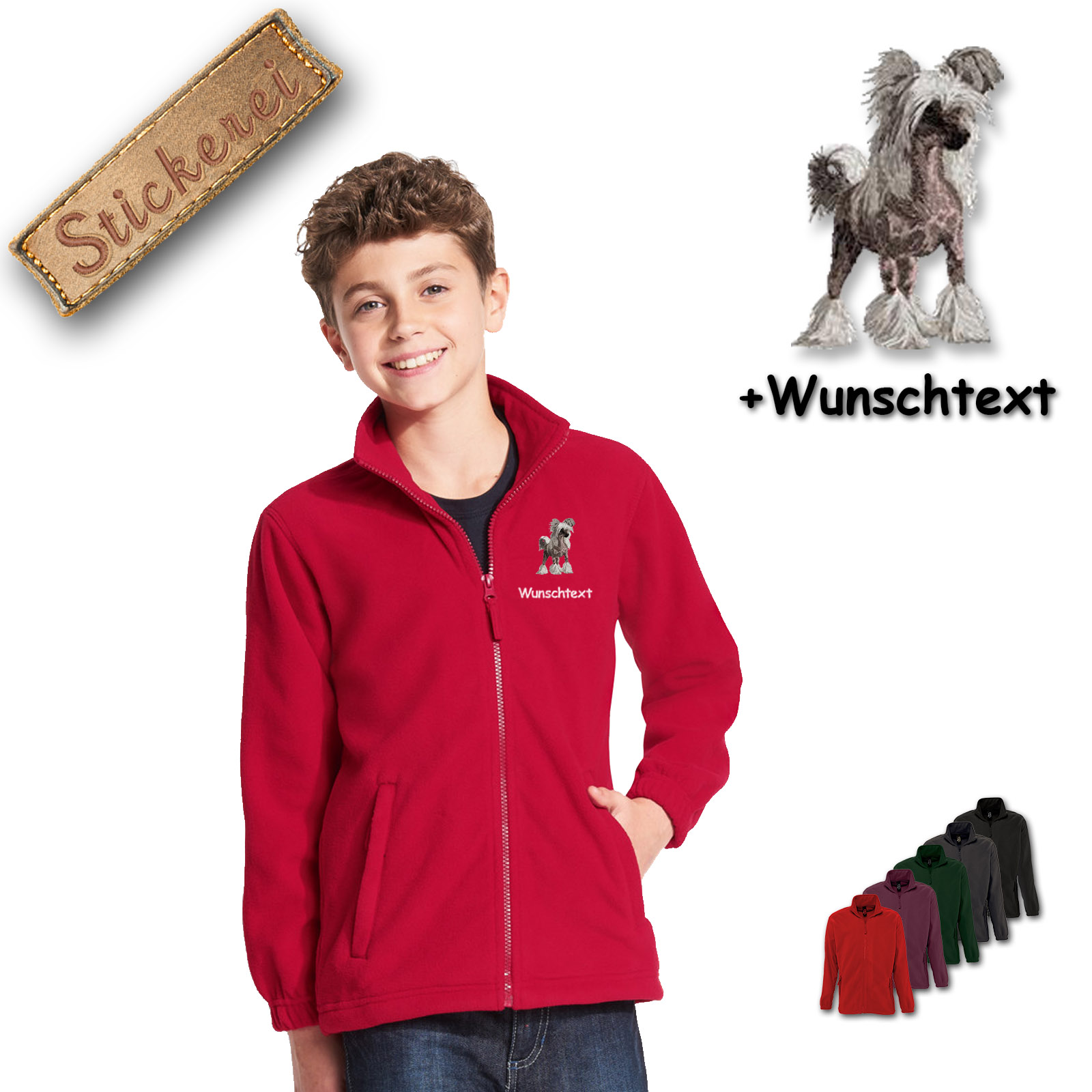 Kinder-Fleecejacke Chinesischer Schopfhund