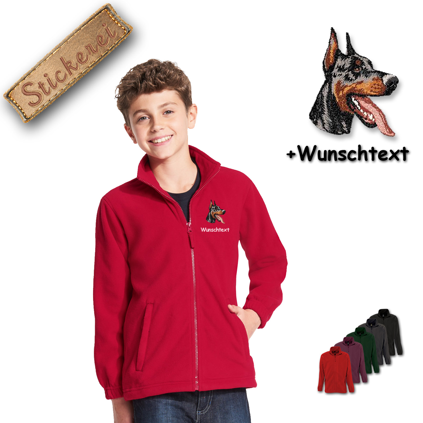 Kinder-Fleecejacke Dobermann
