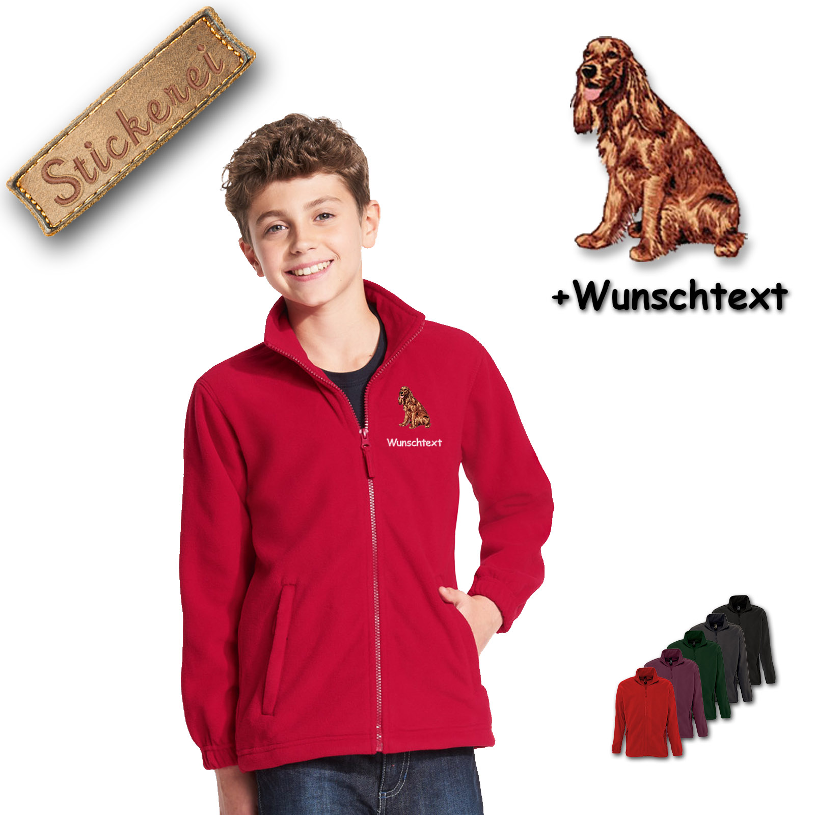 Kinder-Fleecejacke Irish Red Setter