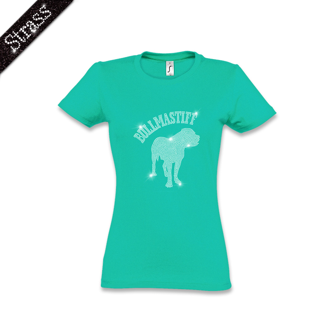 Damen Strass T-Shirt Bullmastiff – Bild 16