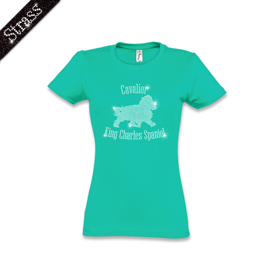 Damen Strass T-Shirt Cavalier King Charles Spaniel – Bild 2