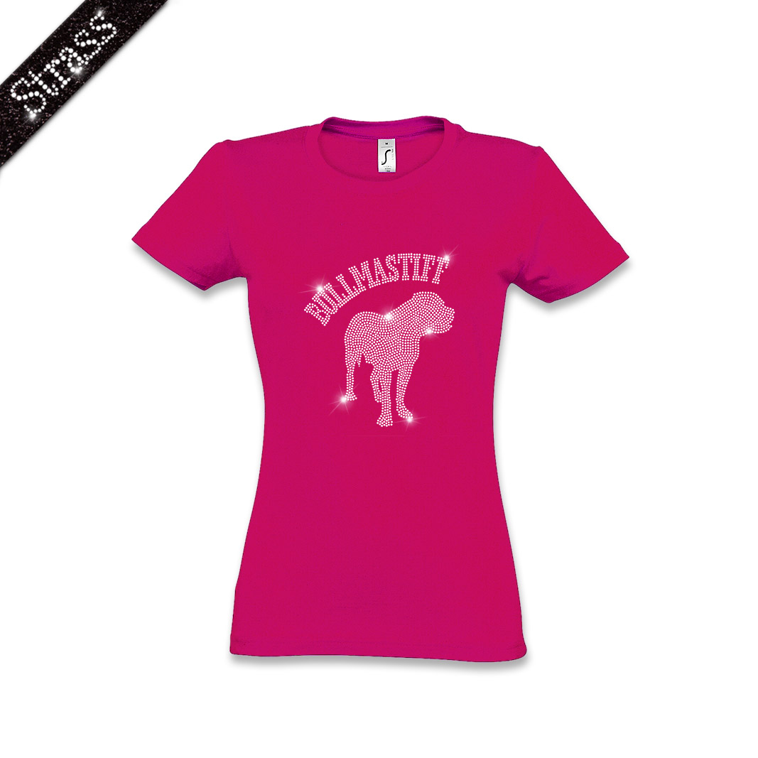 Damen Strass T-Shirt Bullmastiff – Bild 14