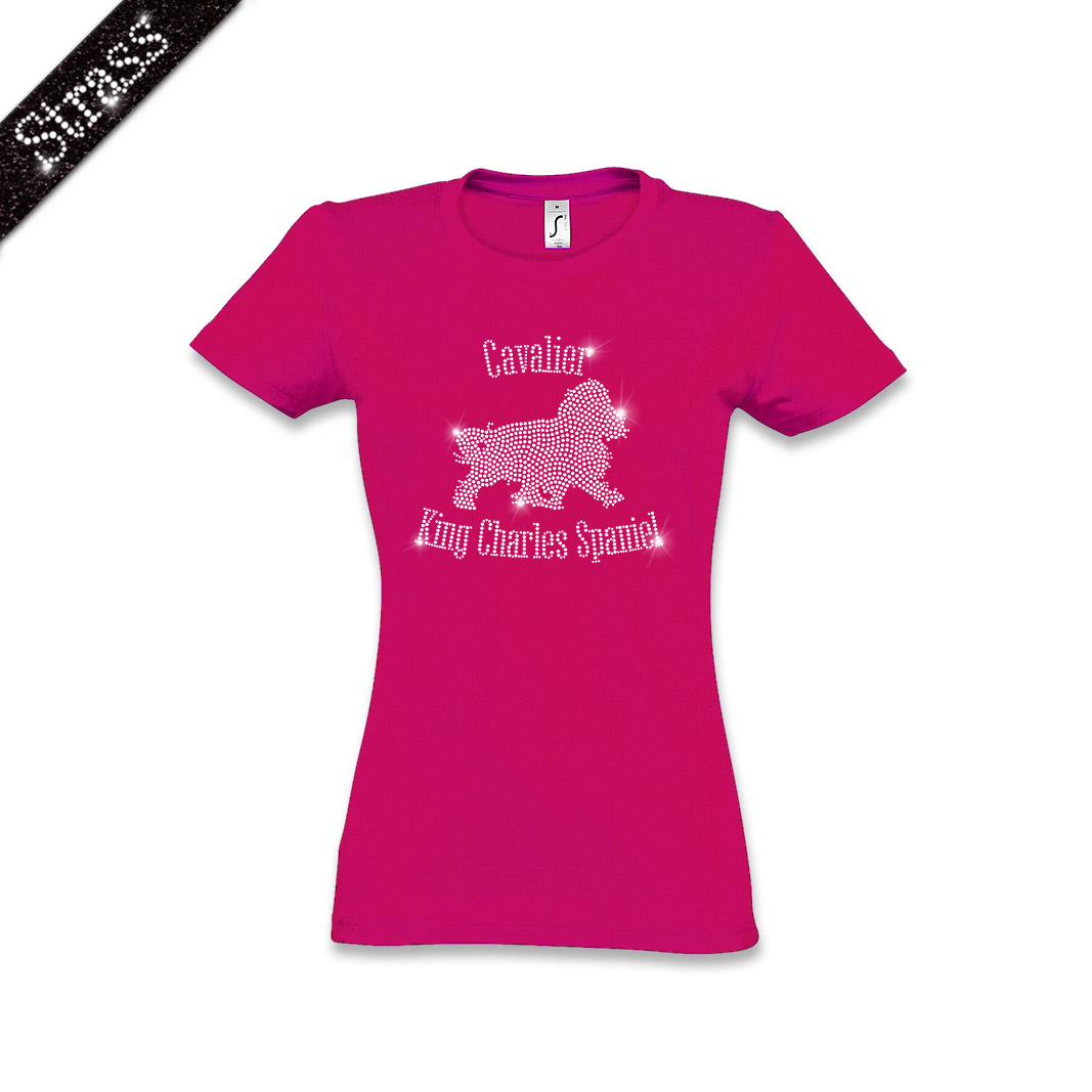 Damen Strass T-Shirt Cavalier King Charles Spaniel – Bild 4