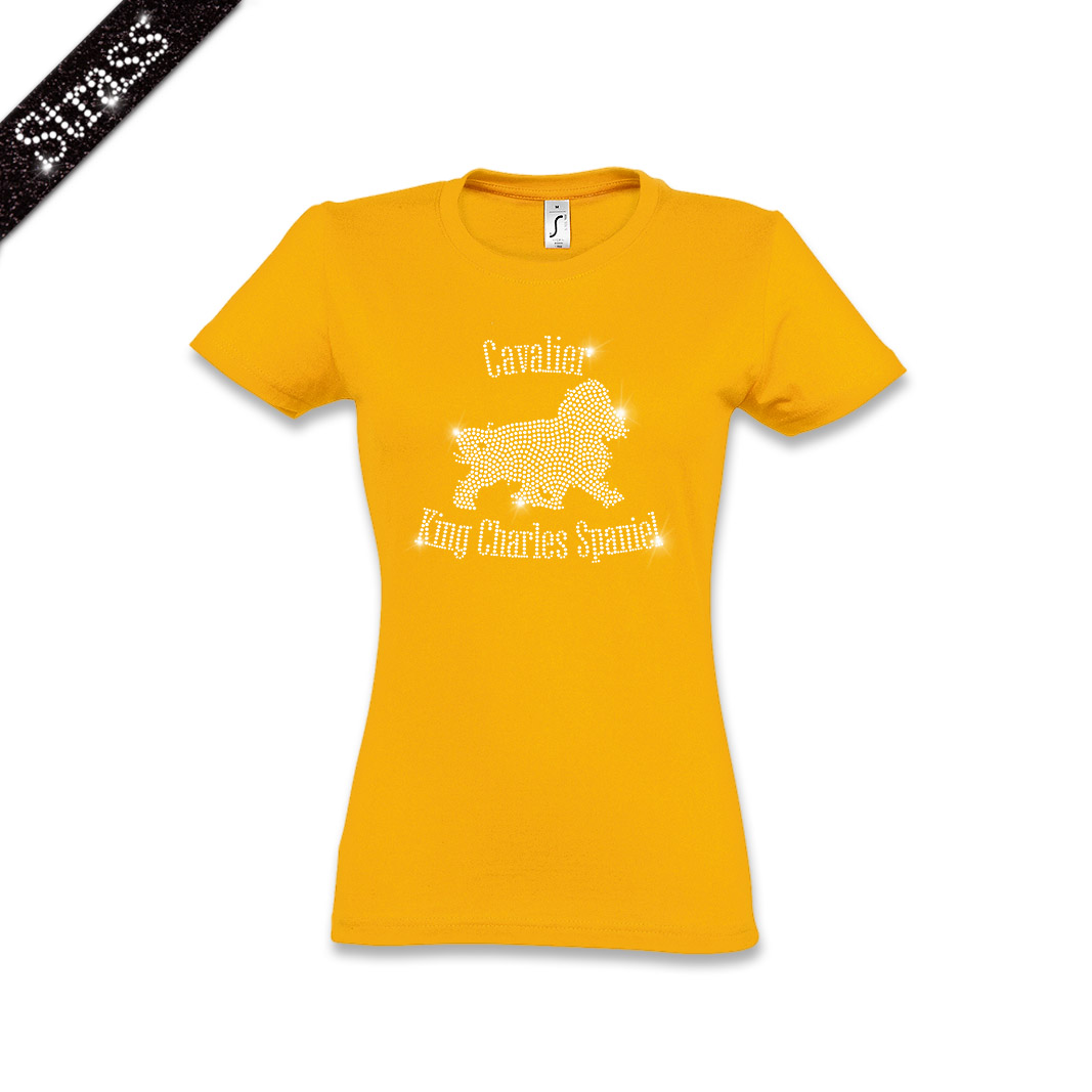 Damen Strass T-Shirt Cavalier King Charles Spaniel – Bild 5