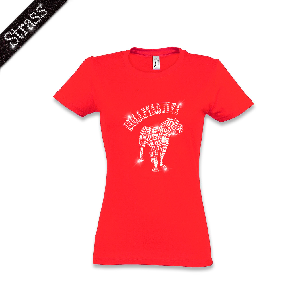 Damen Strass T-Shirt Bullmastiff – Bild 12