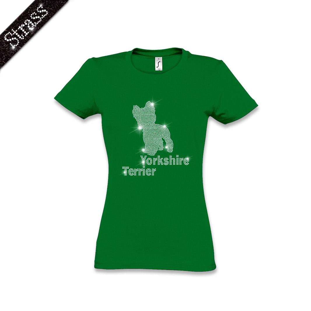 Damen Strass T-Shirt Yorkshire Terrier – Bild 7