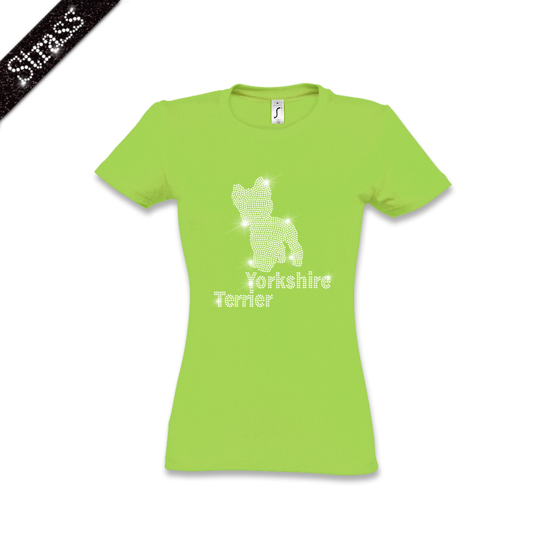 Damen Strass T-Shirt Yorkshire Terrier – Bild 9