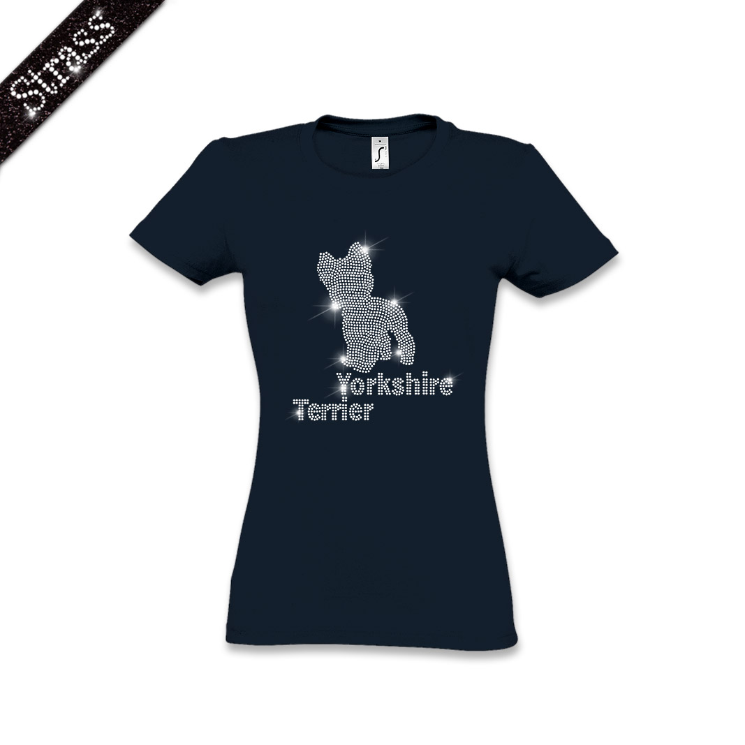 Damen Strass T-Shirt Yorkshire Terrier – Bild 10