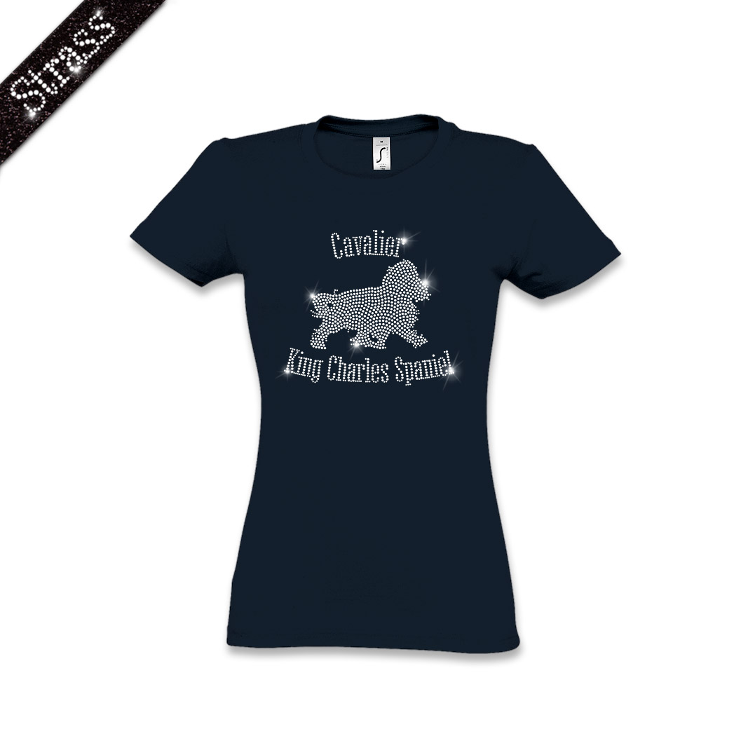 Damen Strass T-Shirt Cavalier King Charles Spaniel – Bild 10