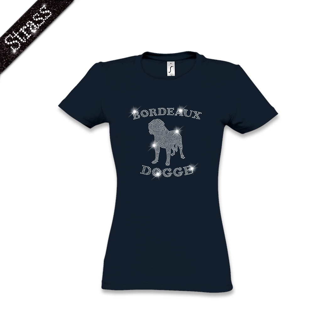 Damen Strass T-Shirt Bordeauxdogge – Bild 9