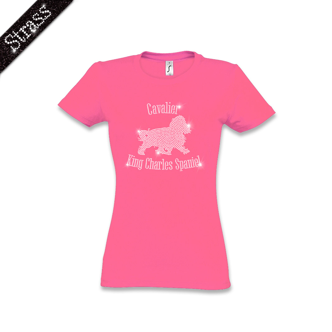 Damen Strass T-Shirt Cavalier King Charles Spaniel – Bild 12
