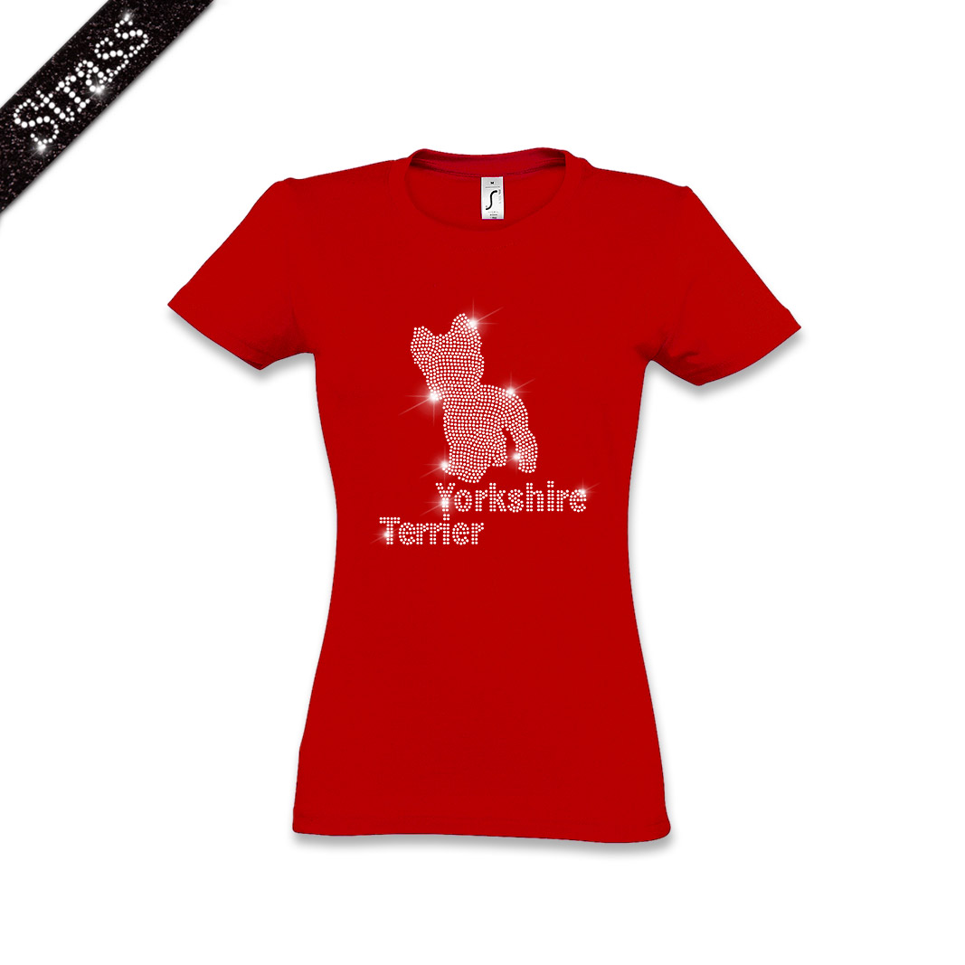 Damen Strass T-Shirt Yorkshire Terrier – Bild 14