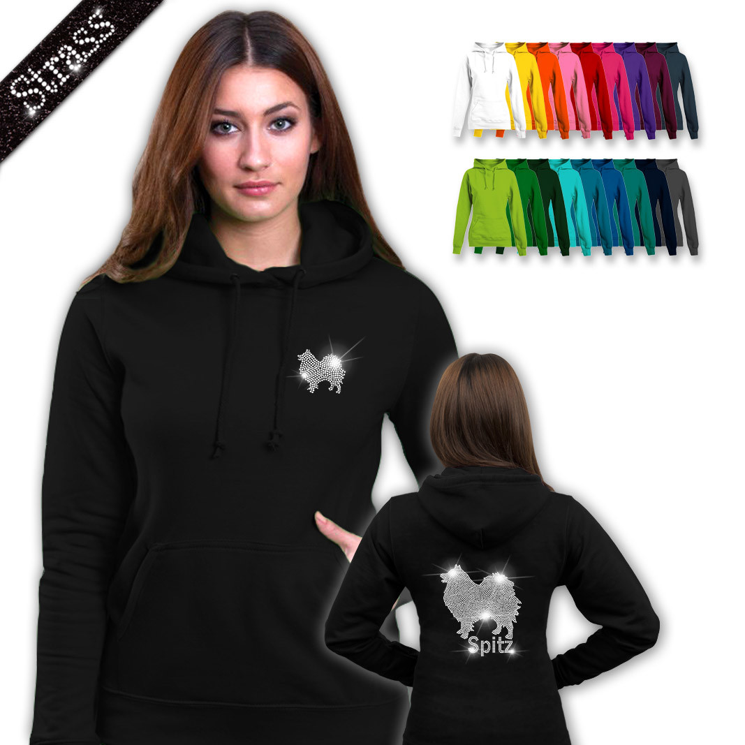 Damen Hoodie Strass Spitz