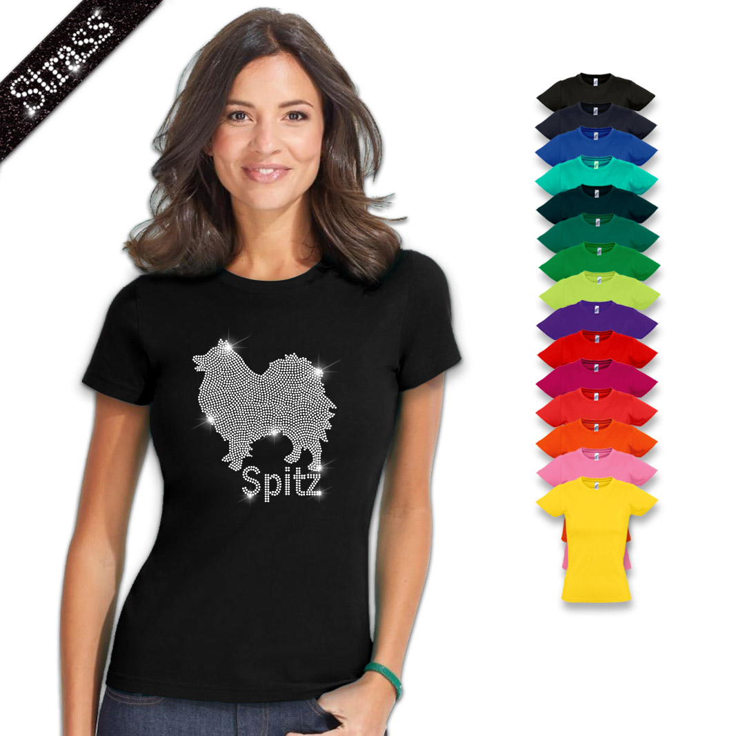Damen Strass T-Shirt Spitz