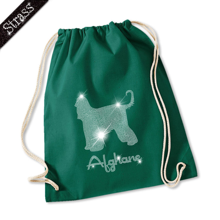 Strass Turnbeutel Afghanischer Windhund – Bild 2
